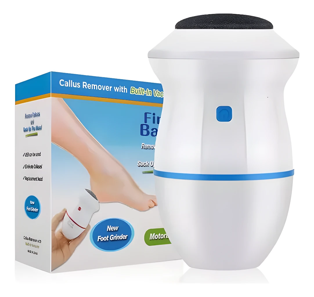 Quita callos y pulidor eléctrico para pies con succión de vacío incorporada.