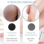 Quita Callos Pulidor Eléctrico: Cabezal Desgaste para cutícula gruesa y Cabezal Rectificado Fino.