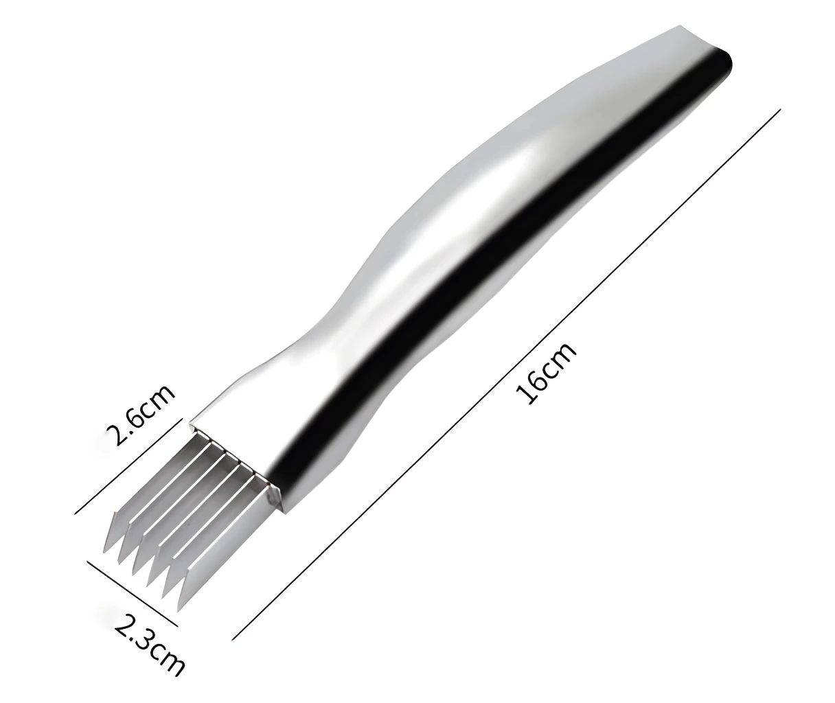 Rebanador picador manual de verdura, acero inoxidable, 16cm de largo, cuchillas 2.6cm y 2.3cm