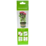 Soporte verde para plantas enredaderas, matas y rosas, con instrucciones de instalación.