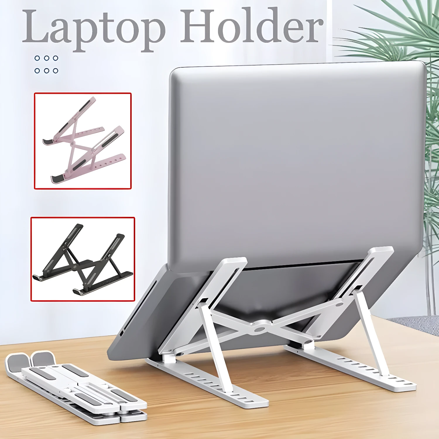 Soporte plegable para portátil de plástico, ajustable y portátil para mejorar tu estación de trabajo.