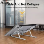 Soporte plegable para laptop Aniug estable, diseño triangular sin colapso y alta resistencia.