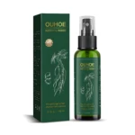 Spray de Ginseng OUHOE para crecimiento de cabello natural, 100ml, mejora capilar orgánica.