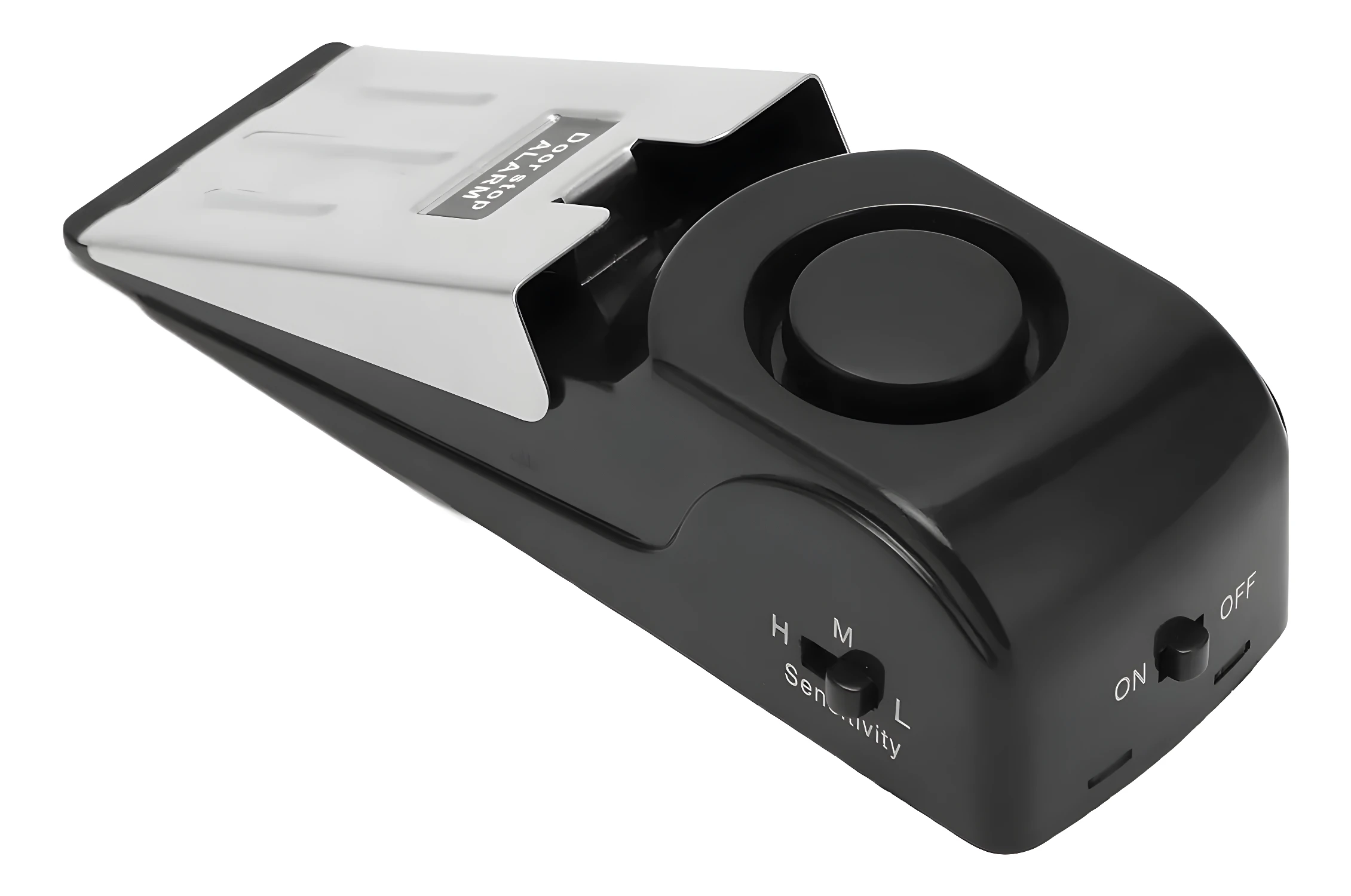 Tope de puerta con alarma de seguridad, alerta al movimiento, 3 niveles de sensibilidad, negro.