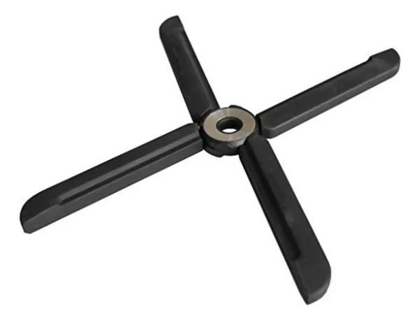 Salva mantel negro con 5 brazos extensibles, ideal para proteger superficies.