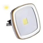 Lámpara led solar cuadrada Ref.0506 con marco dorado, ideal para exteriores.