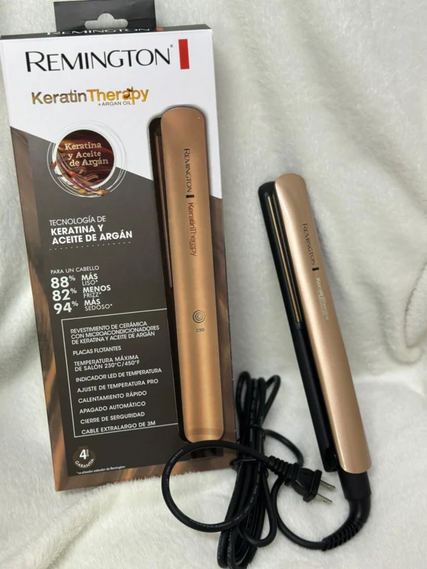 Plancha Remington S-8599 Keratin Therapy color dorado con cable de 3M.