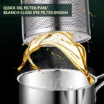 Olla freidora con escurridor de aceite, diseño de filtro de ojo cerrado para colado rápido.