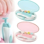 Lima eléctrica para uñas de bebé, corta y pule suavemente. Incluye estuches rosado y azul.