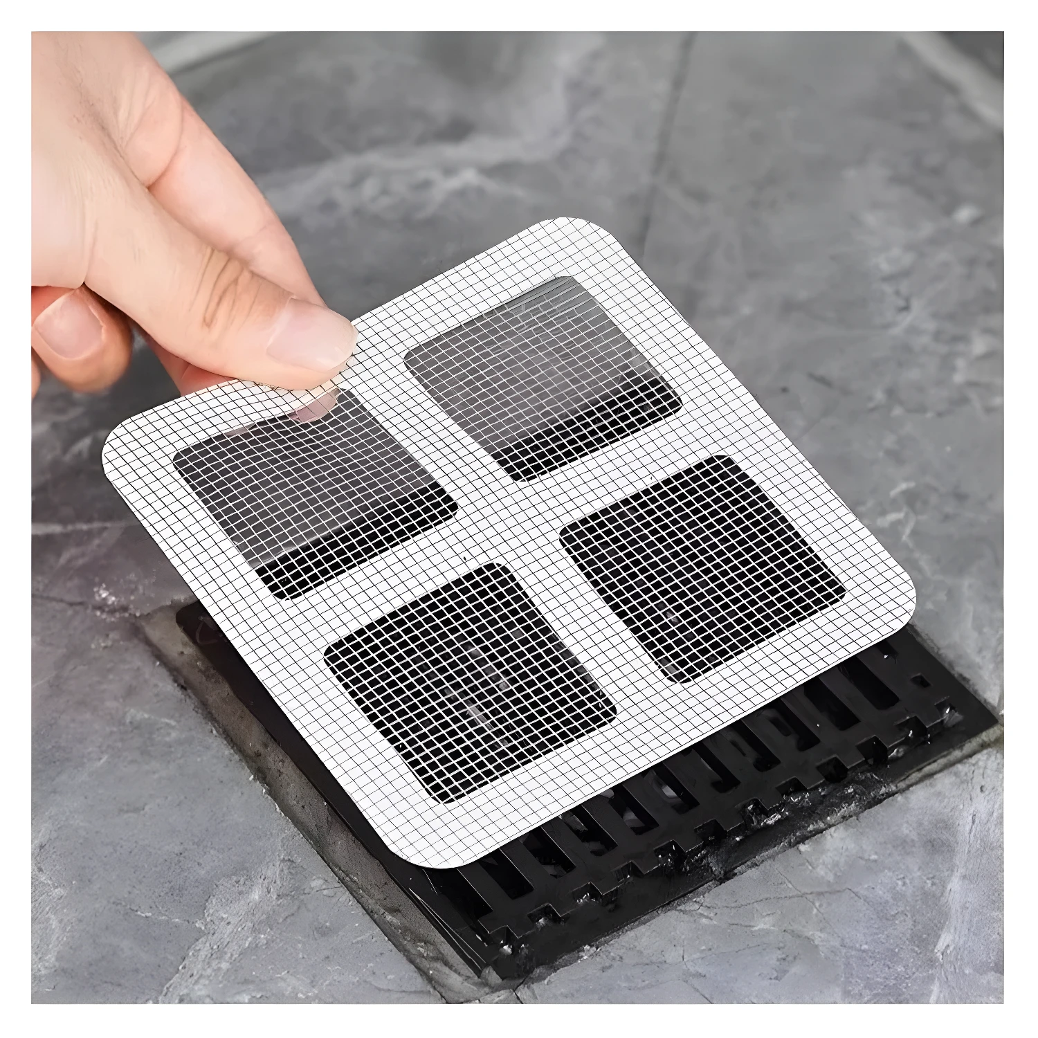 Set x50 malla desechable para drenaje de piso, protege contra residuos.