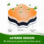Parches herbales de calor con diseño en capas para aliviar el dolor lumbar.