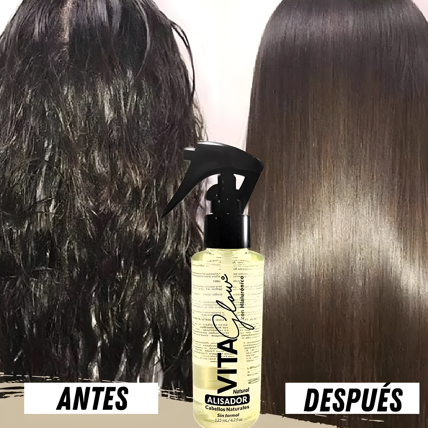 Vitaglow Alisador: antes y después de cabello dañado, alisado profesional sin formaldehído.