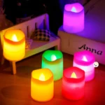 Set x6 velas LED decorativas AK3008: luz cálida y colorida para ambientes festivos.