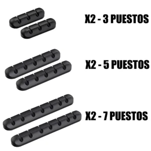 X2 Organizadores de Cables de Silicona: 2x3, 2x5 y 2x7 puestos para organizar tu espacio.