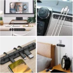 Set x6 organizadores de cables de silicona: mantén tus cables organizados en escritorio, carro y mesita de noche.