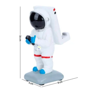 Soporte para celular astronauta blanco, base escafandra 14x8x5 cm, accesorio original.