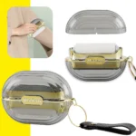 Llavero removedor de pelusas y motas 2 en 1 con diseño moderno y portátil.