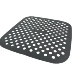 Tapete perforado de silicona para freidora de aire, negro, accesorio redondo.