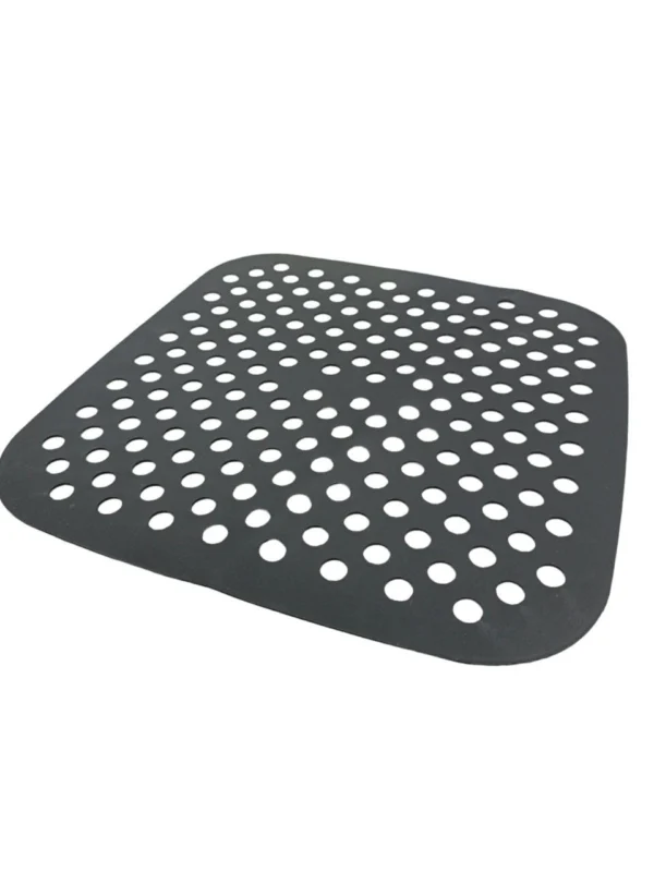 Tapete perforado de silicona para freidora de aire, negro, accesorio redondo.