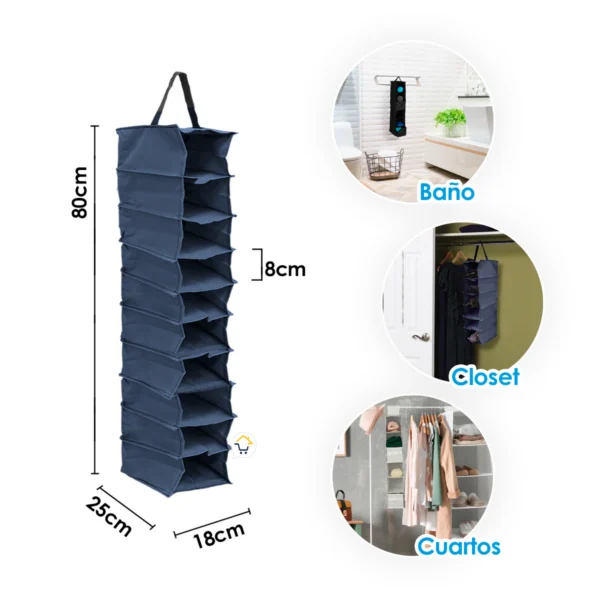 Organizador de zapatos colgante de 10 pares para closet y baño. Medidas 80x25x18cm.
