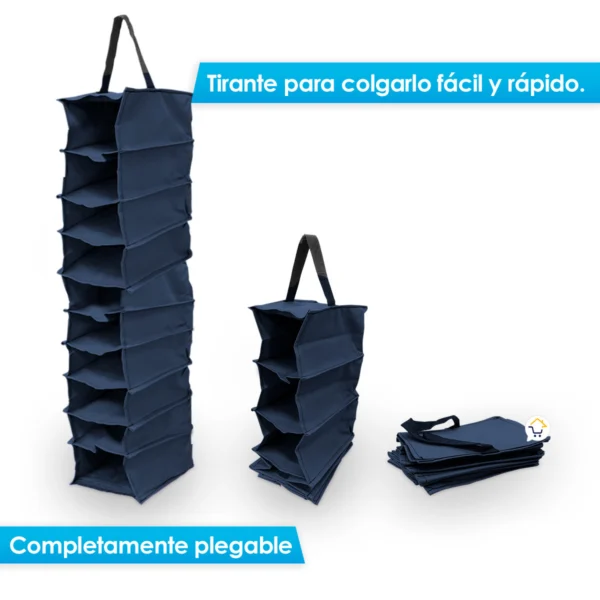 Set x2 organizador de zapatos colgante 10 pares, azul oscuro, completamente plegable.