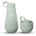Termo botella de silicona plegable gris 500ml, ideal para llevar a cualquier parte.