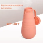 Termo botella de silicona plegable 500ml, alta resistencia a temperaturas.