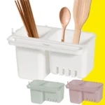 Set x2 escurridor organizador cocina baño con divisiones y soporte adhesivo.