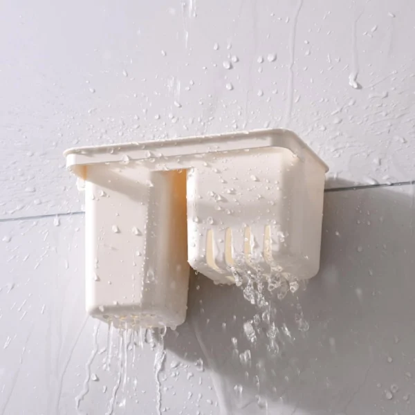 Soporte escurridor de cocina y baño adhesivo, con drenaje de agua.