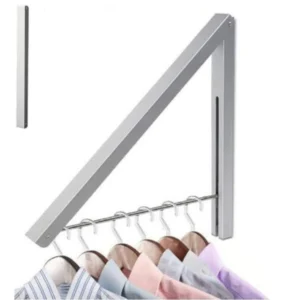 Tendedero de ropa plegable triangular de pared para secar prendas.
