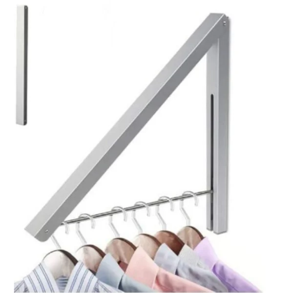 Tendedero de ropa plegable triangular de pared para secar prendas.