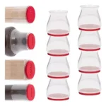 Protectores de silla de silicona transparentes con borde rojo, paquete de 8 unidades.
