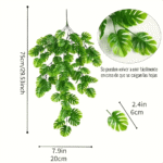 Helecho colgante decorativo artificial verde, 75cm, ideal para interiores y exteriores.
