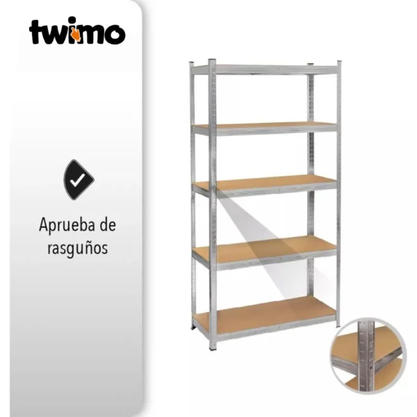 Estante metálico Rack-10 de cinco niveles, organizador resistente a rayones, ideal para almacenamiento.