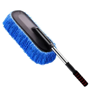 Mopa de lavado de coche azul con mango telescópico extensible y agarre ergonómico para limpieza.