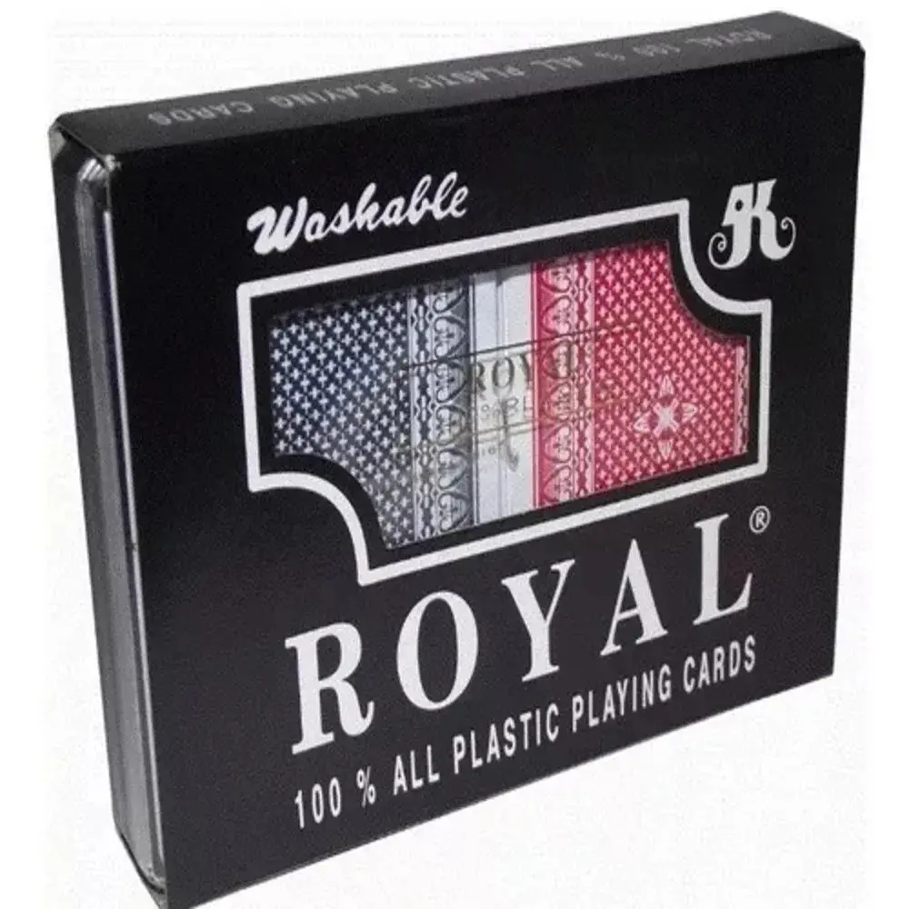Caja de cartas de póker Royal, 100% plásticas, lavables y originales.