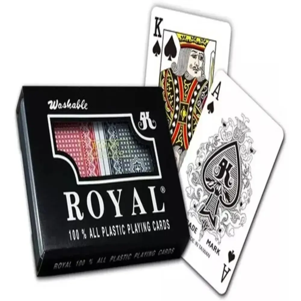 Cartas de póker Royal 100% plástico, lavables, con Rey de espadas y As de espadas.