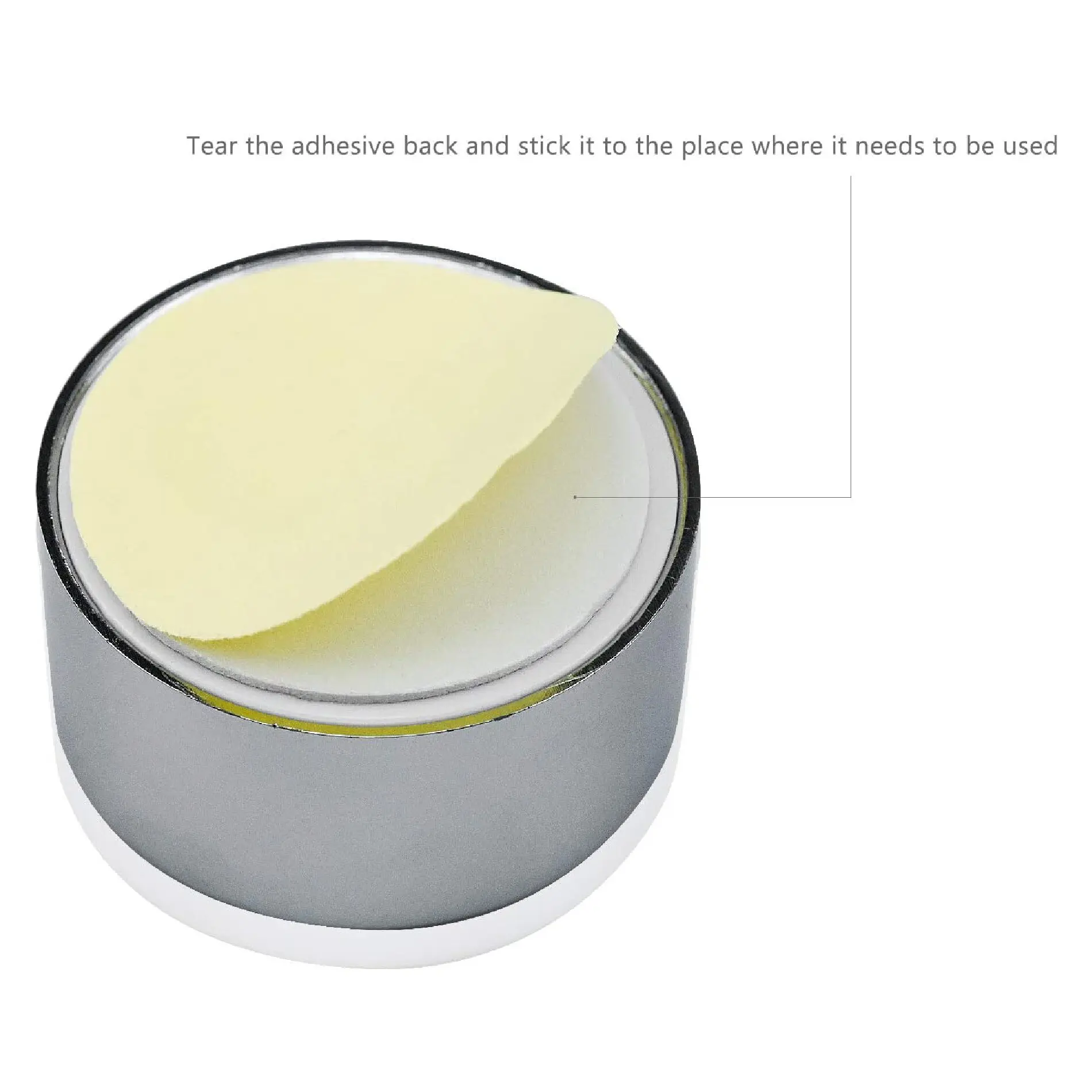 Toallero gancho adhesivo plateado para baño o cocina, con protector de cinta desprendible.
