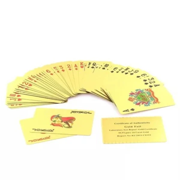 Baraja de naipes dorados de poker, cartas de colección con certificado de autenticidad.