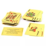 Baraja de naipes dorados de poker con certificado de autenticidad.