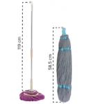 Trapero Twist: mango extensible de 119 cm y mopa de 58.5 cm, ideal para limpieza.