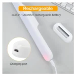 Lámpara LED magnética recargable con puerto de carga y batería de 1200mAh.