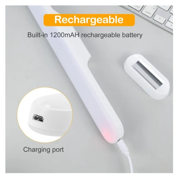 Lámpara LED magnética recargable con puerto de carga y batería de 1200mAh.