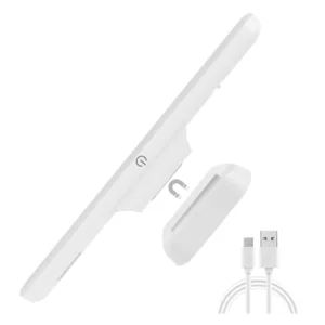 Lámpara LED magnética multifunción con símbolo de encendido y conector USB, ideal para uso versátil.