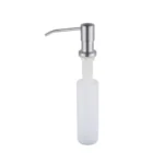 Dispensador de jabón empotrable Lavaloza acero inoxidable y plástico blanco.