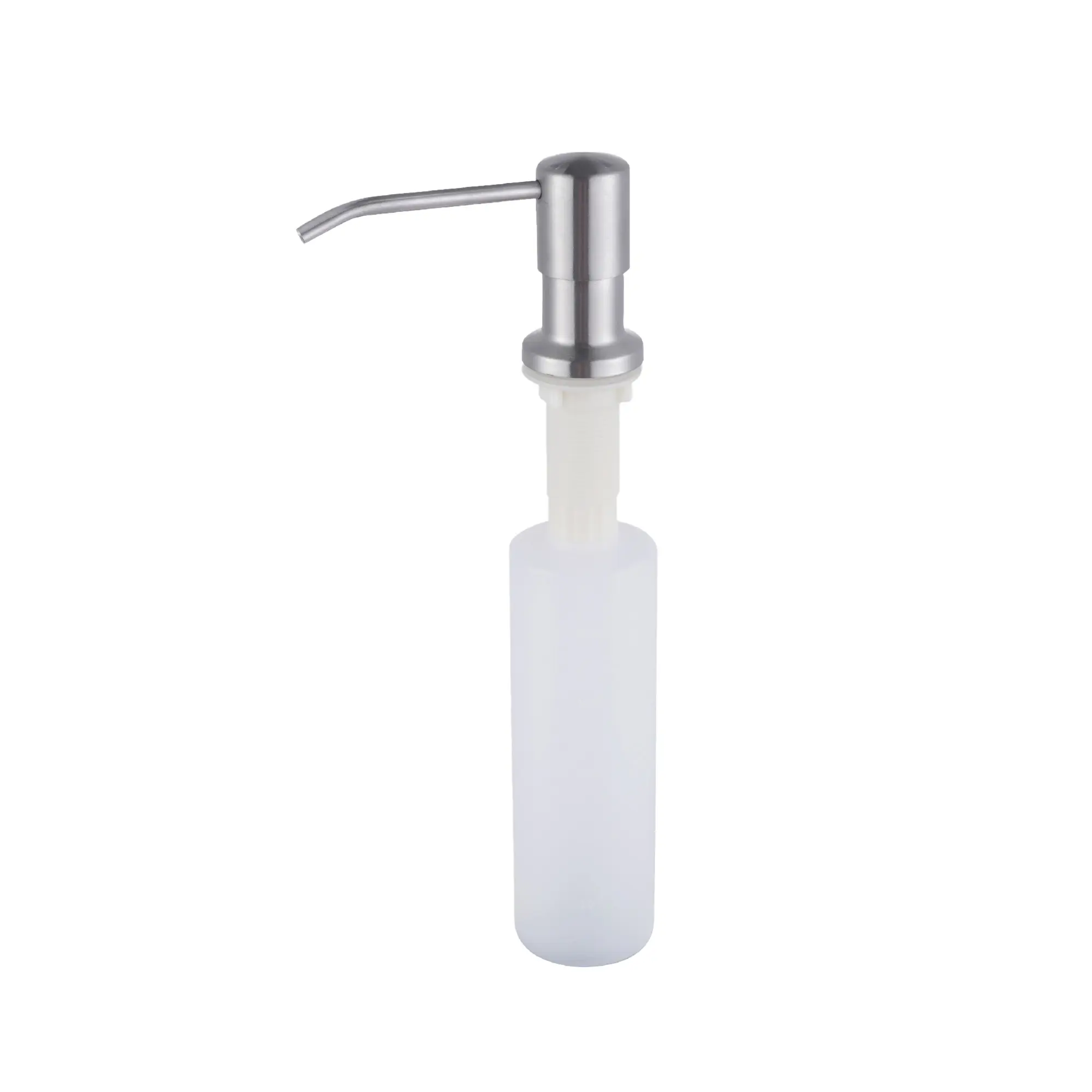 Dispensador de jabón empotrable Lavaloza acero inoxidable y plástico blanco.