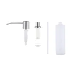 Dispensador de jabón empotrable Lavaloza, acero inoxidable y plástico blanco, para cocina.