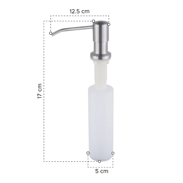 Dispensador de jabón empotrable de acero inoxidable para lavaplatos, 17cm de alto.