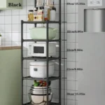 Estante de cocina con ruedas, microondas, ollas y cacerolas, ideal para organizar tu espacio.