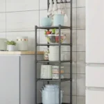 Estante D Almacenamiento de Cocina con ruedas, organizador de cocina con ollas, tostadora y recipientes.